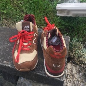 New Balance 574 USA worn for photo shoot indoors